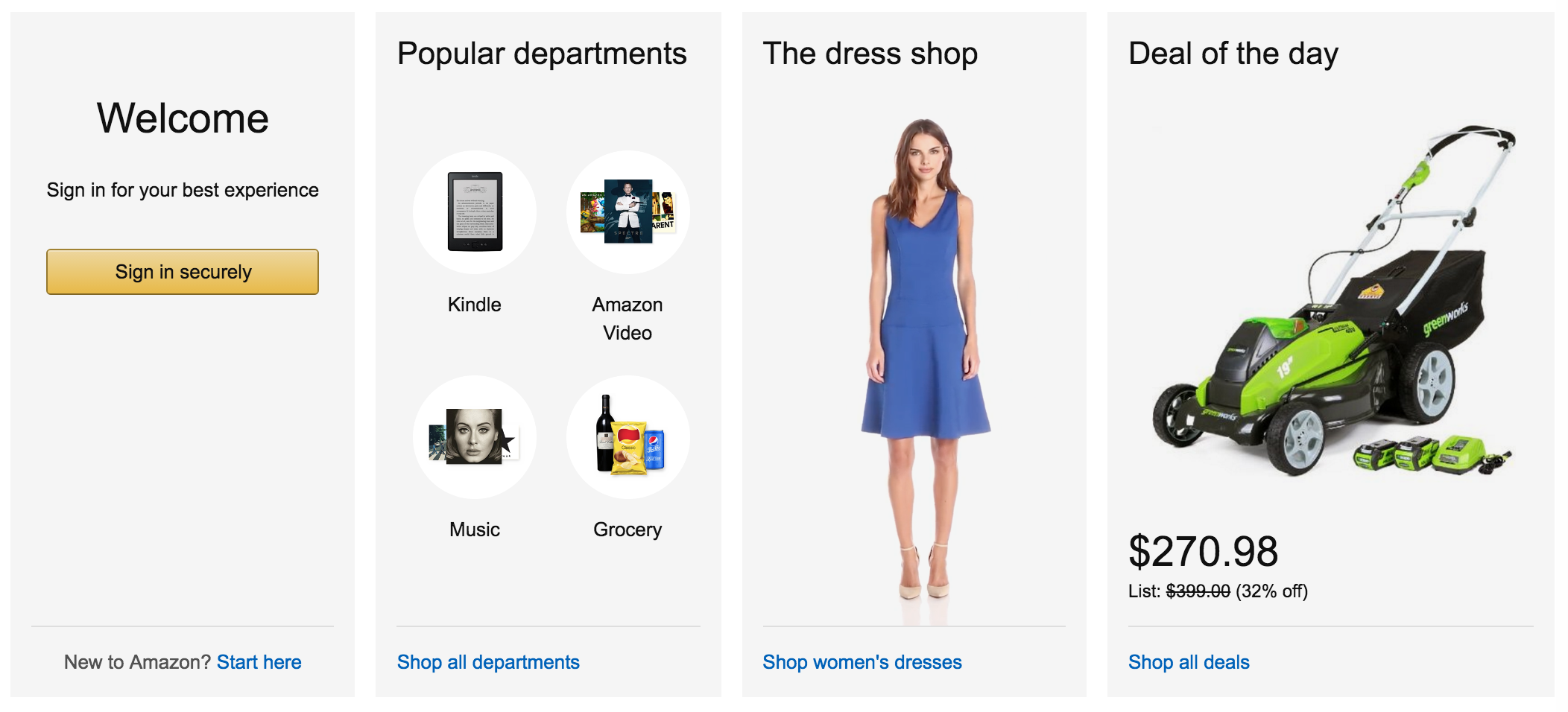 Amazon homepage