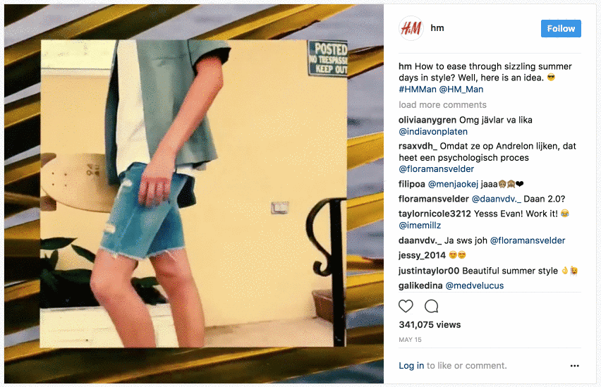H&M’s summer men’s collection used animated gifs on Instagram to highlight the new collection.