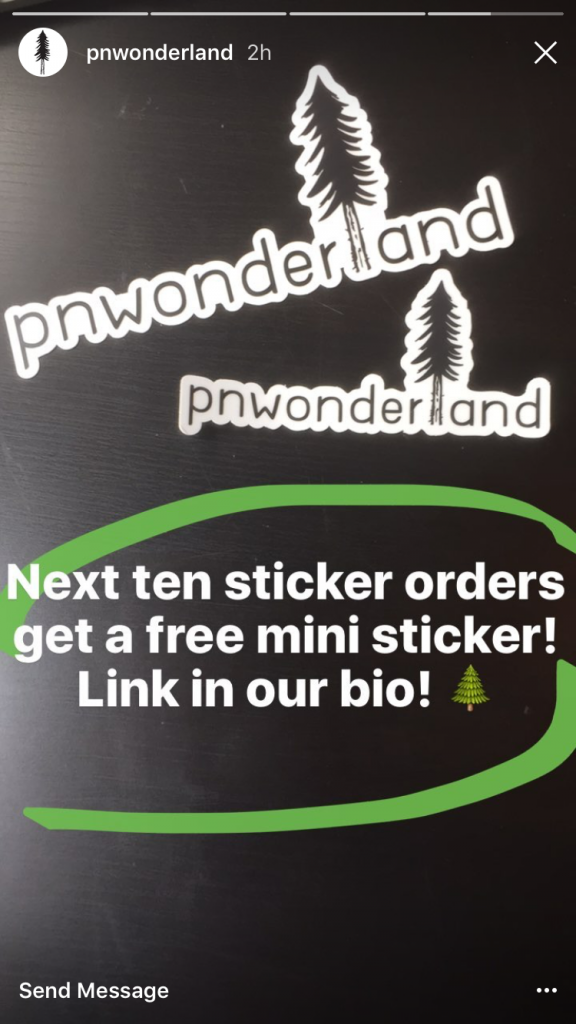 Adding your copy directly to your image in Instagram Stories, such as in this example from Pacific Northwest Wonderland.