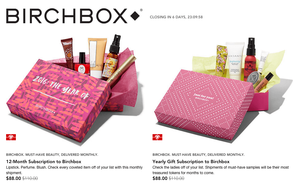 Birchbox subscriptions
