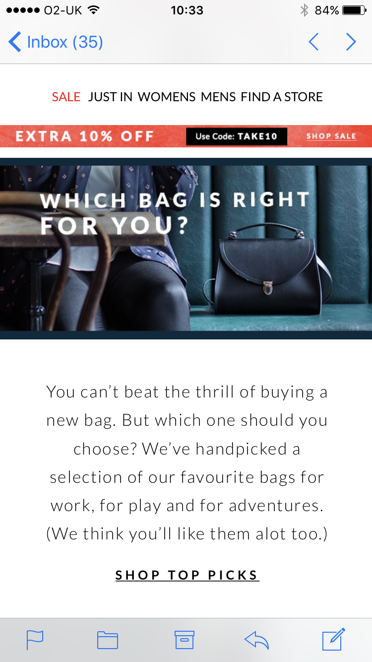 Single-column layouts are best suited to predominantly text-based email as they support skim-reading, place content exactly where the user expects it to be,