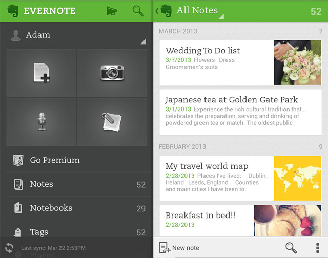 Evernote simply facilitates the brainstorming of ideas, both written and visual.