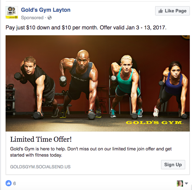 Gold's Gym Facebook page