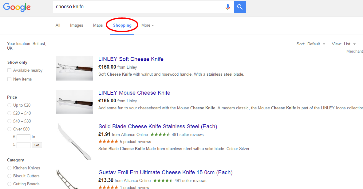 Google Shopping is one of the largest and best known comparison shopping engines.