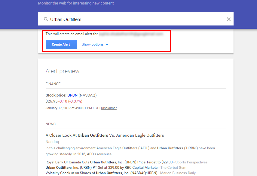 Setting up Google Alerts is another simple way to monitor the competition.