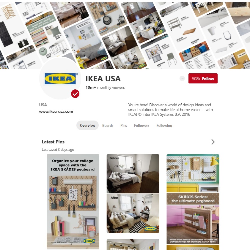 IKEA U.S. Pinterest page