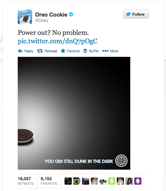 Oreo 'lights out' Superbowl Twitter post | The Evolution of Digital Marketing: 30 Years in the Past & Future
