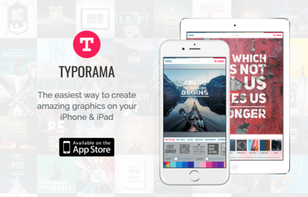 Typorama is an iPhone app thatmakes it easy to create amazing-looking graphics directly from your smartphone.