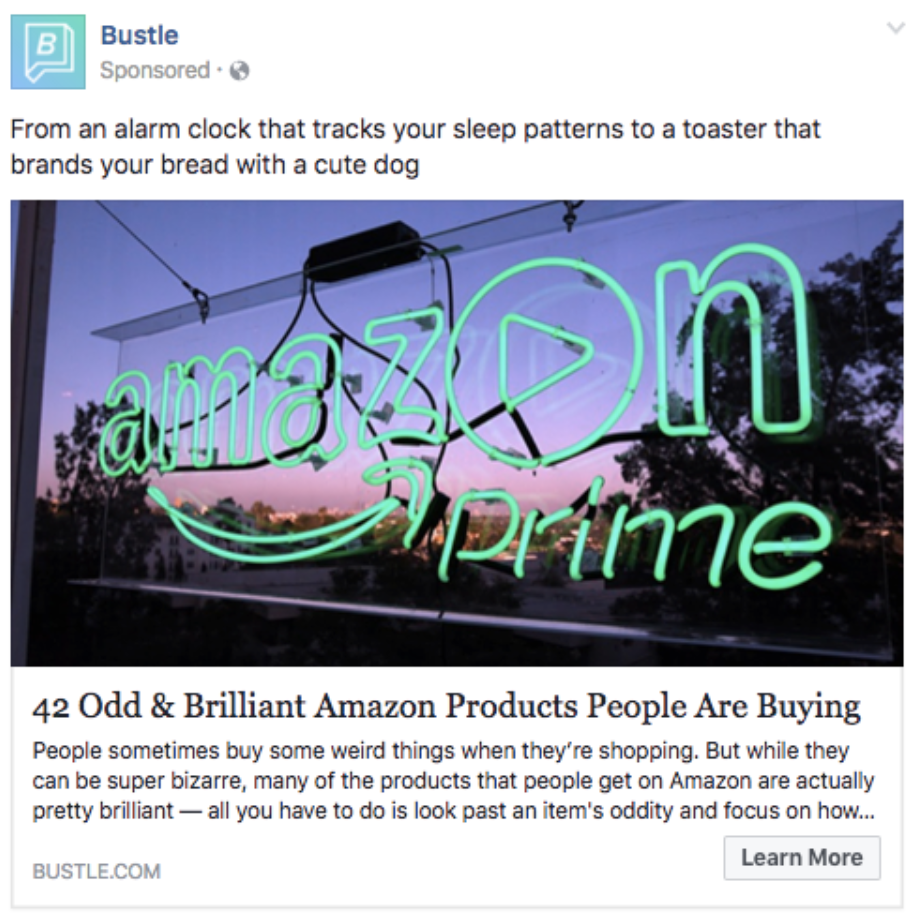 Bustle promotes one of its articles.