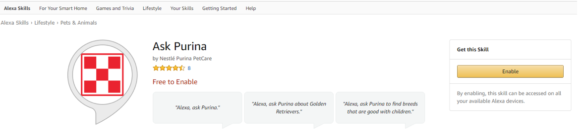 Ask Purina, Amazon Alexa.