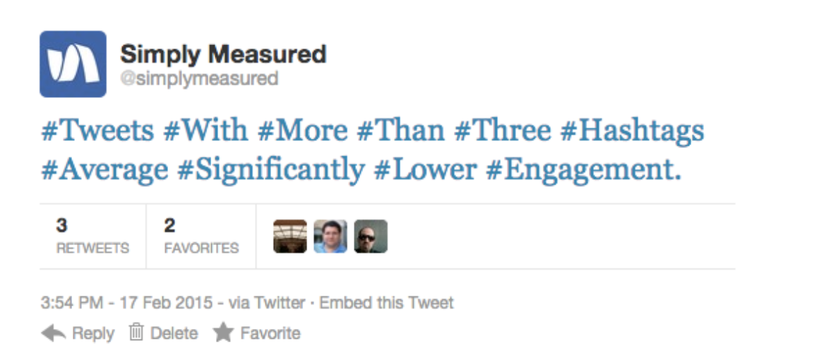 Don't use more than three hastags per tweet.