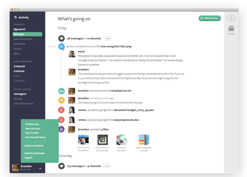 Slack app.