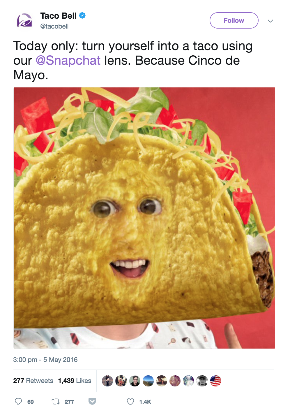 Taco Bell Snapchat lens.