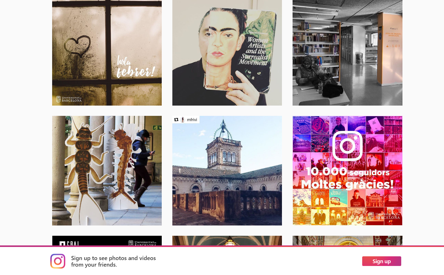 University of Barcelona Instagram page