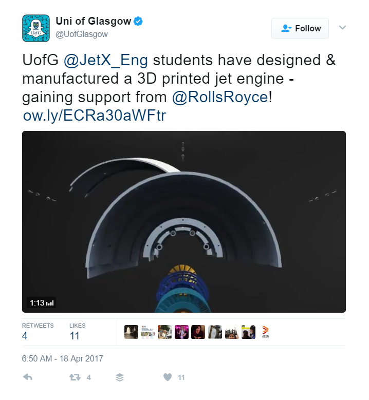 University of Glasgow Twitter post