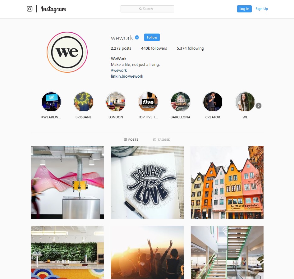 WeWork Instagram feed