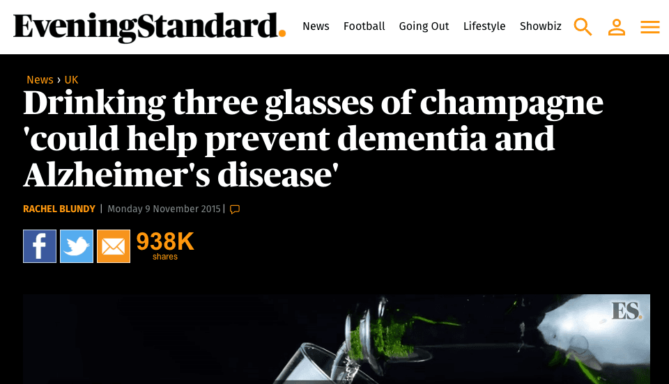 Viral Content - Evening Standard (Drinking three glasses of champagne)