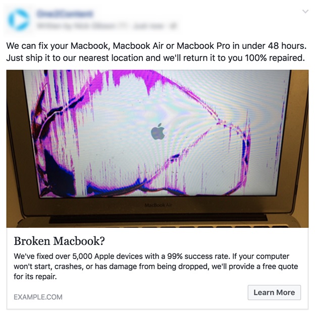 Facebook Real Ad Image - 5 Simple But Effective Ways to Increase Your Facebook Ads CTR | Digital Marketing Institute Blog