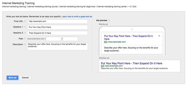 AdWords Ad Preview - From Startups to Managers: A Beginner's Guide to Google AdWords | Digital Marketing Institute