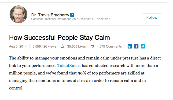 Viral Content - Travis Bradberry (How successful people stay calm)