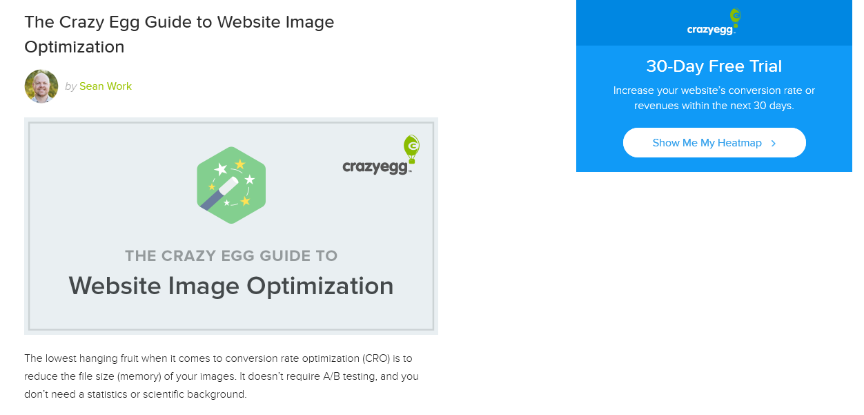 Crazy egg clear call to action.