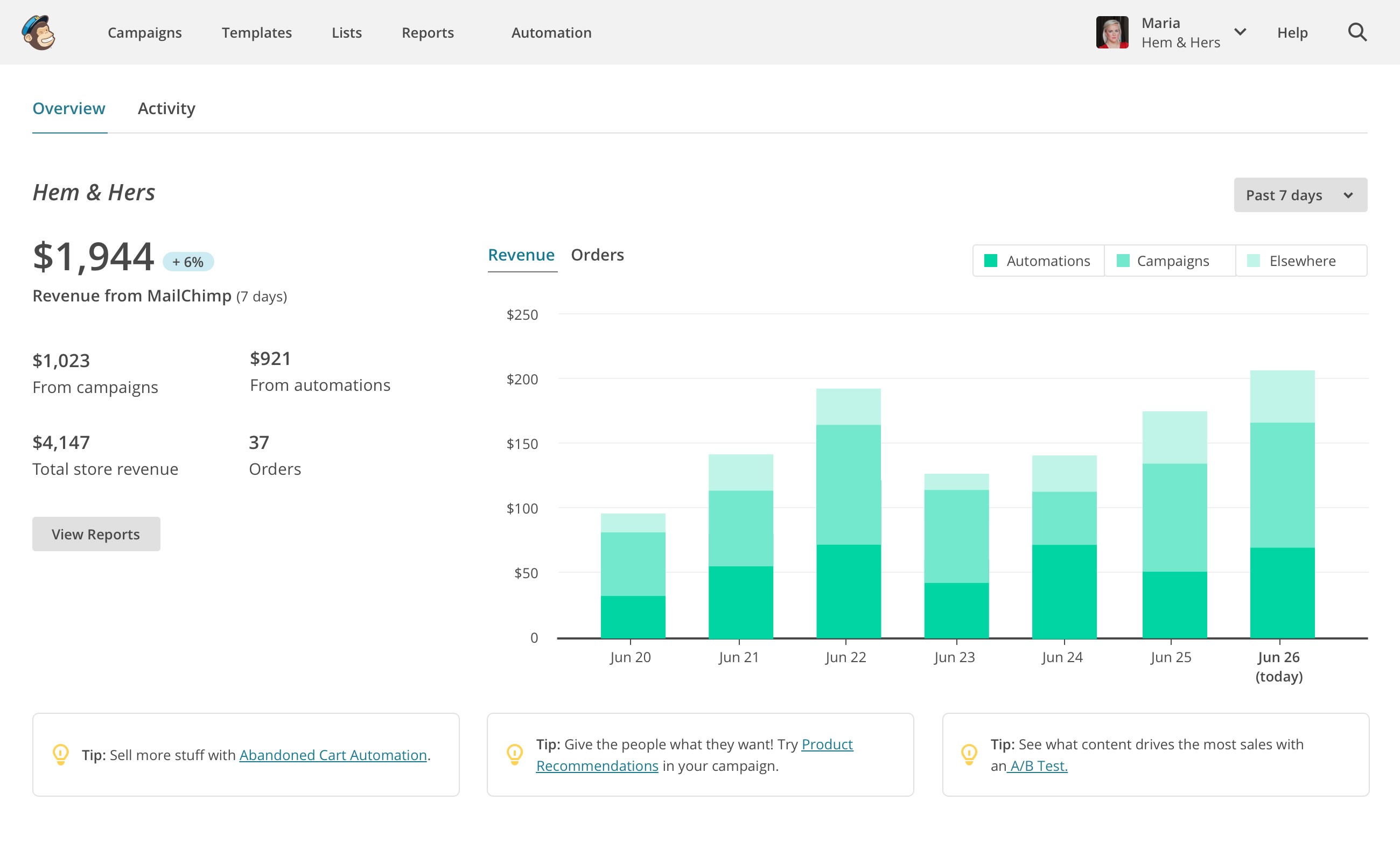 MailChimp provide great insights on user behavior.