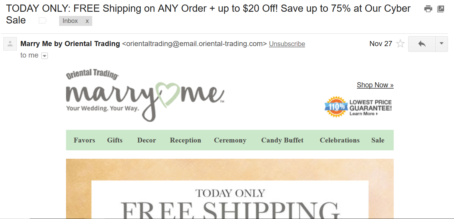 Email marketing sample.
