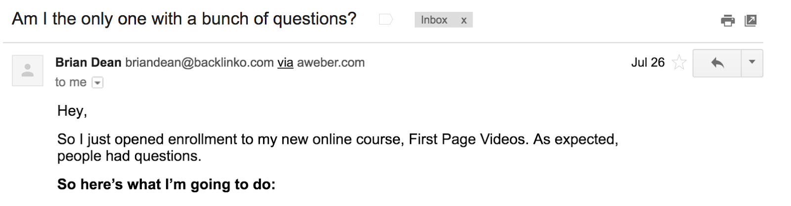 Email marketing campaign sample.