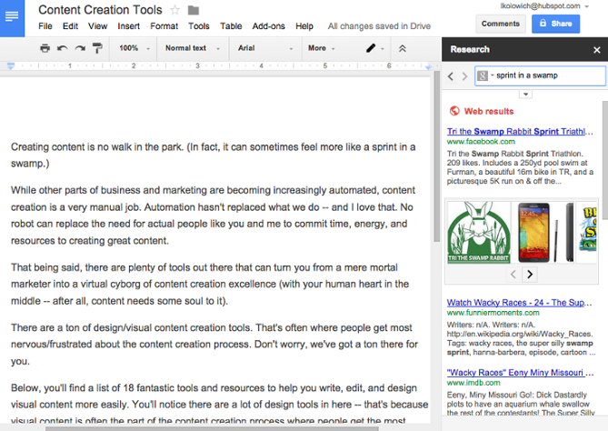 Google Content Research Tool.