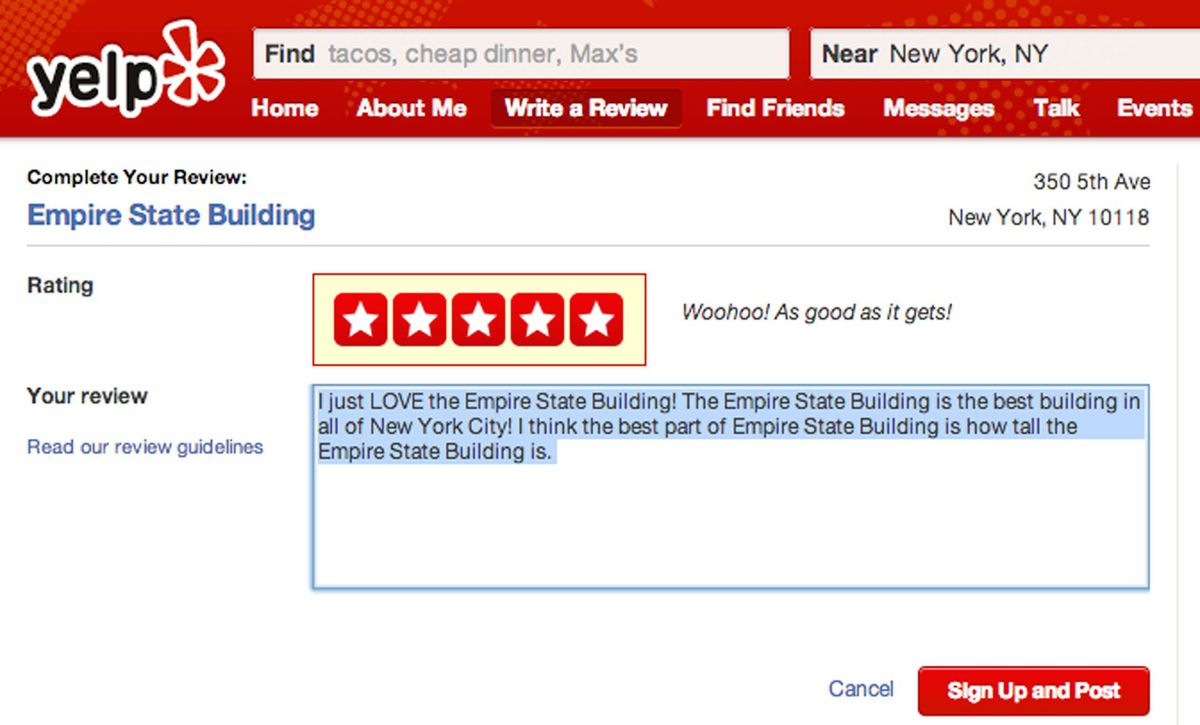Yelp Reviews.