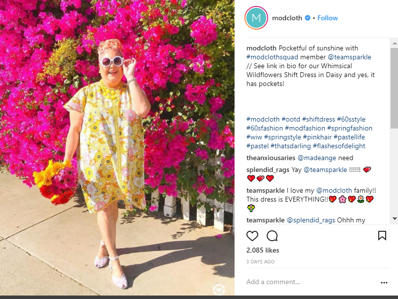 Fashion posts on Instagram.