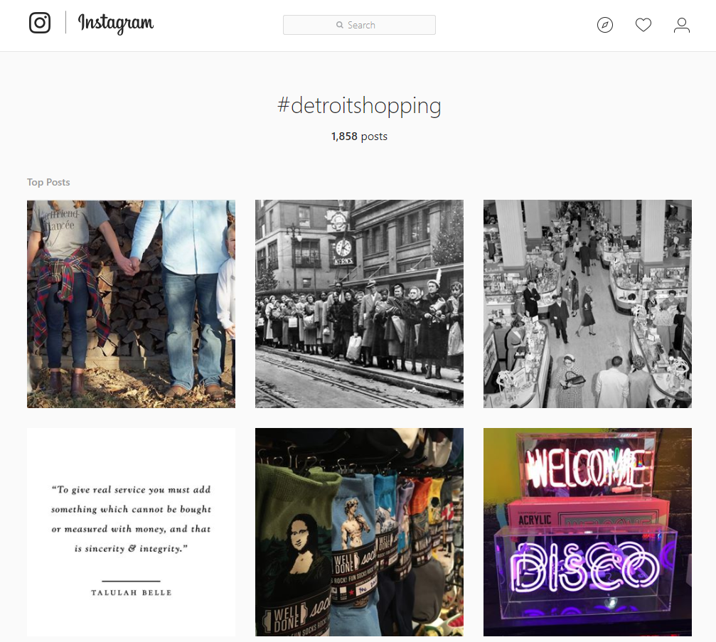 Examples of Instagram hashtags.