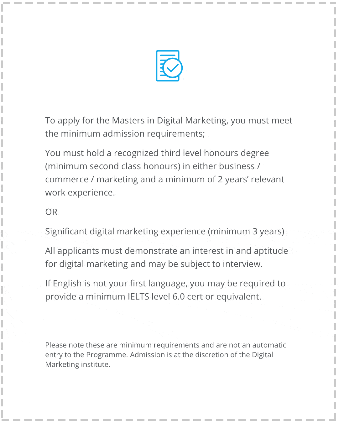 Masters in Digital Marketing Admission Requirements