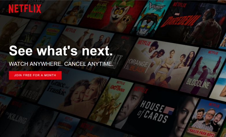Clear call to action on Netflix website.