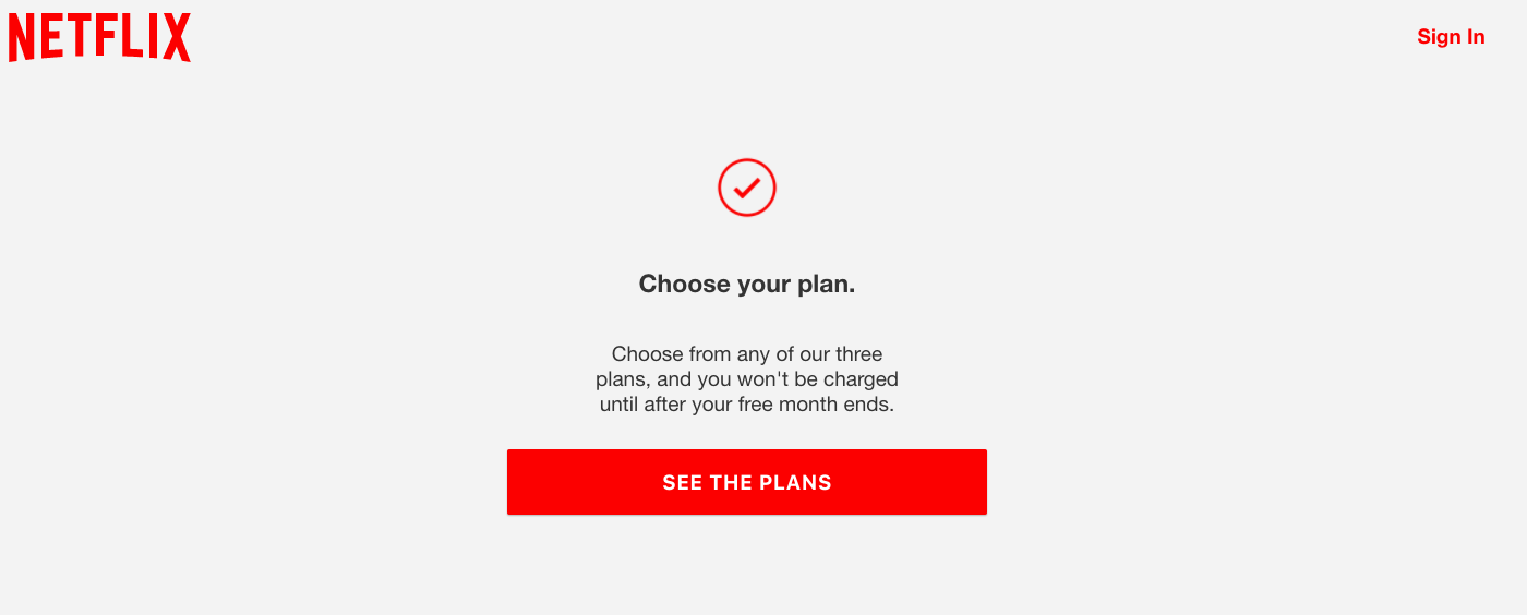 Netflix call to action example.