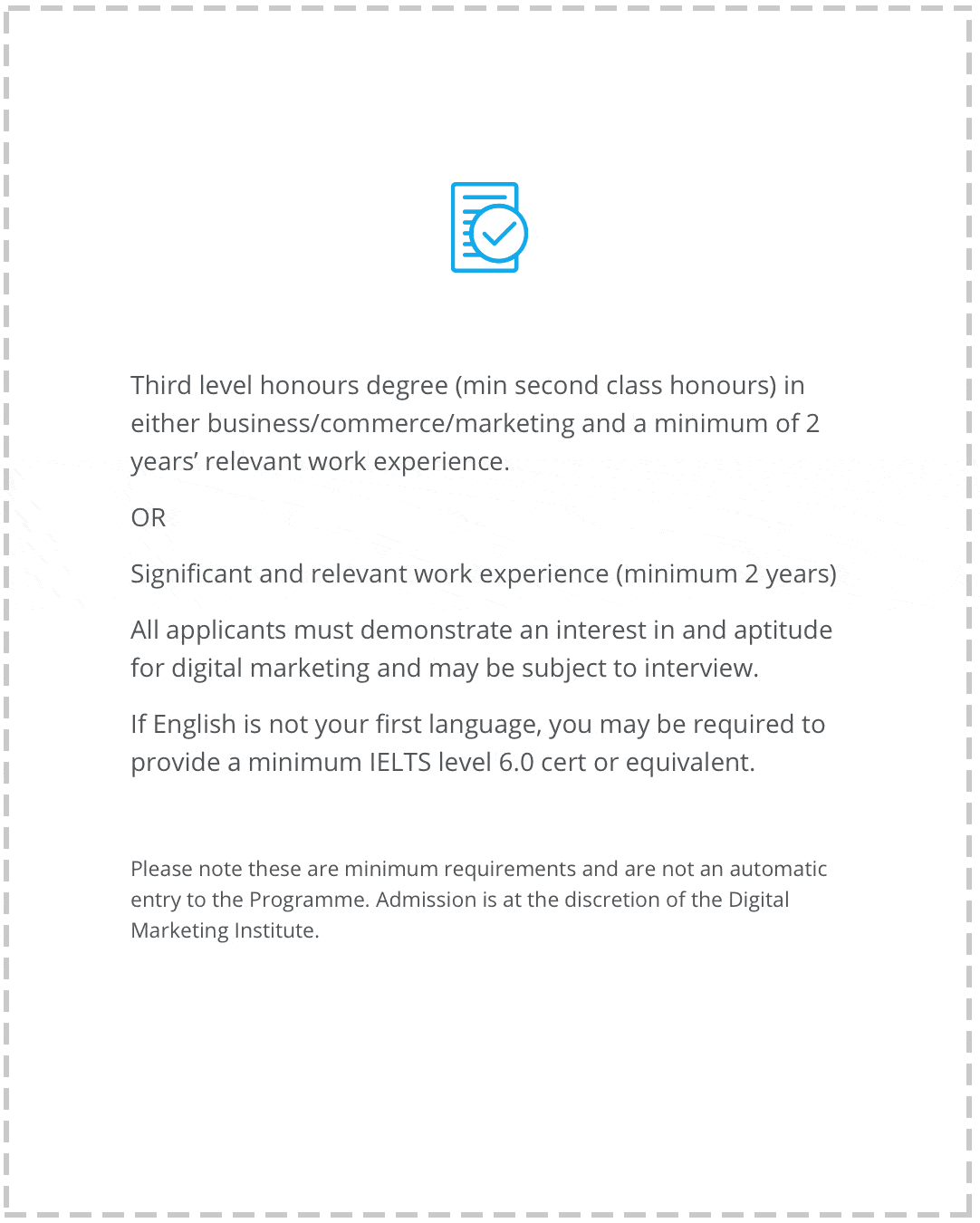PDDM Admission Requirements