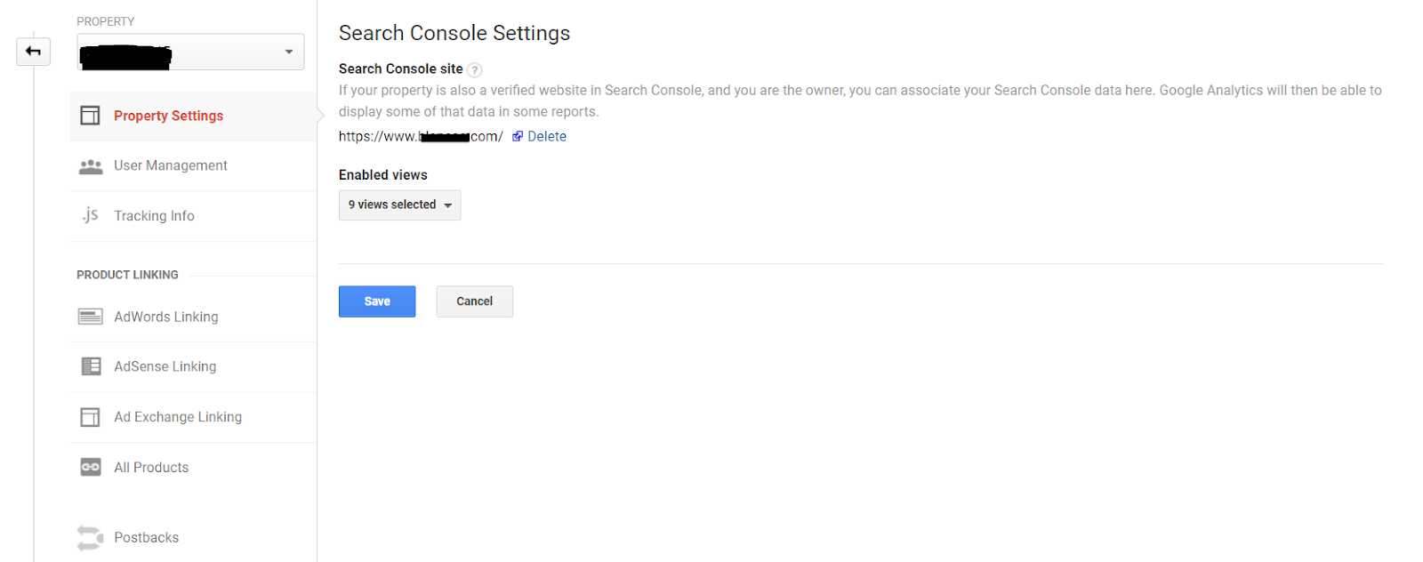 Search Console in Google Analytics.