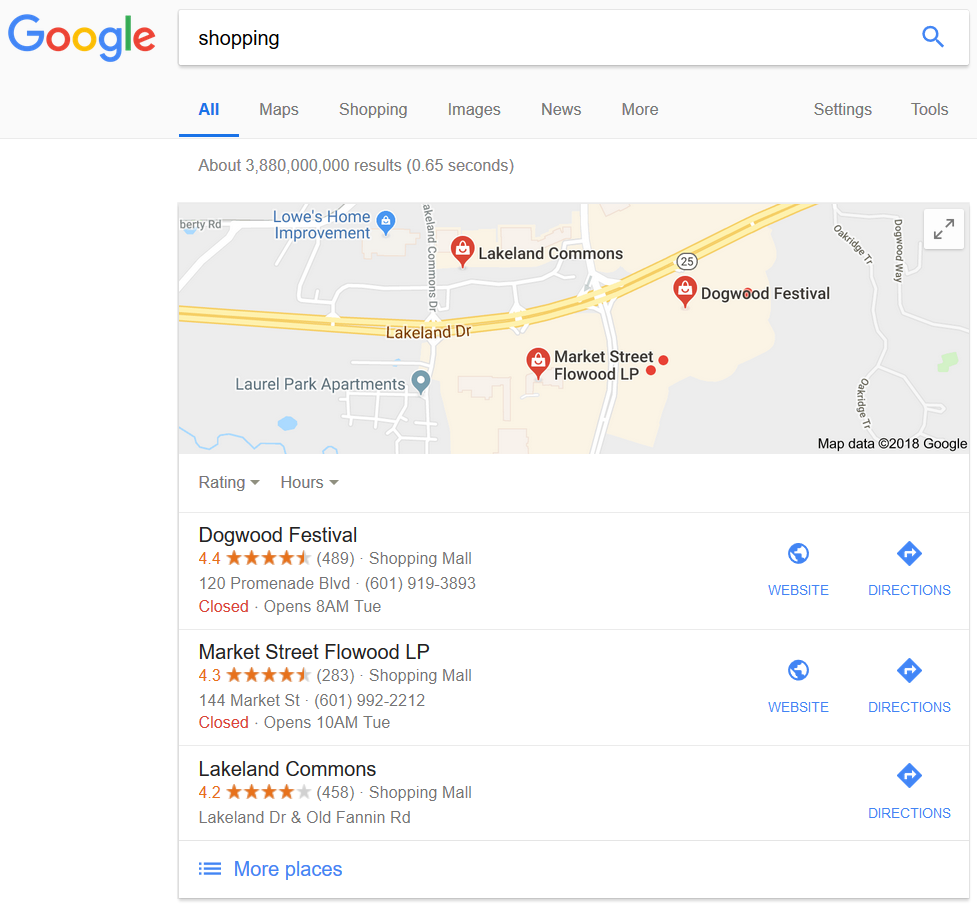 Google local search.