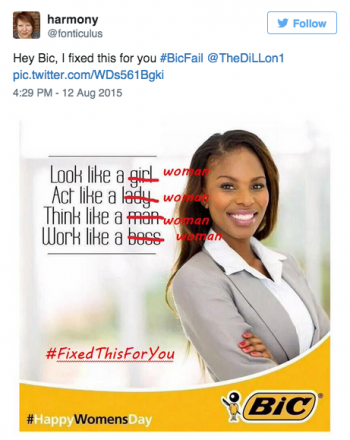 Bic’s ‘act like a lady, think like a man’ campaign backlash on Twitter