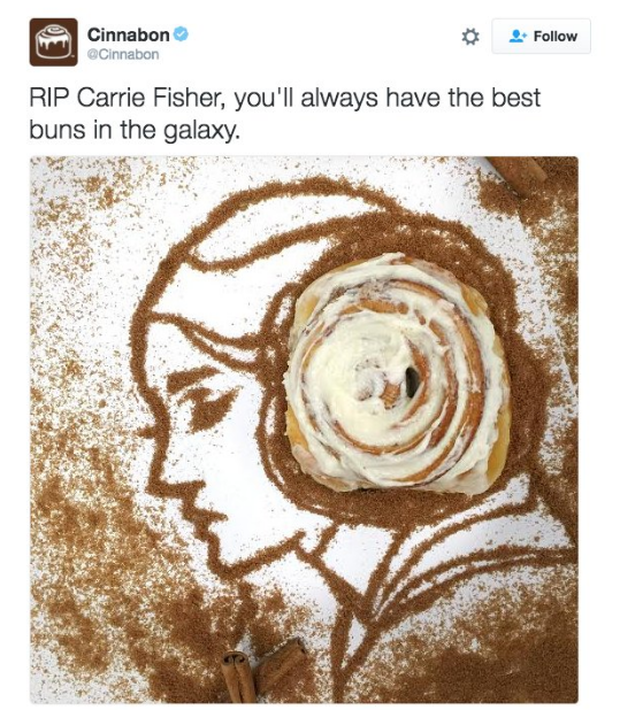 Carrie Fisher Cinnabon campaign